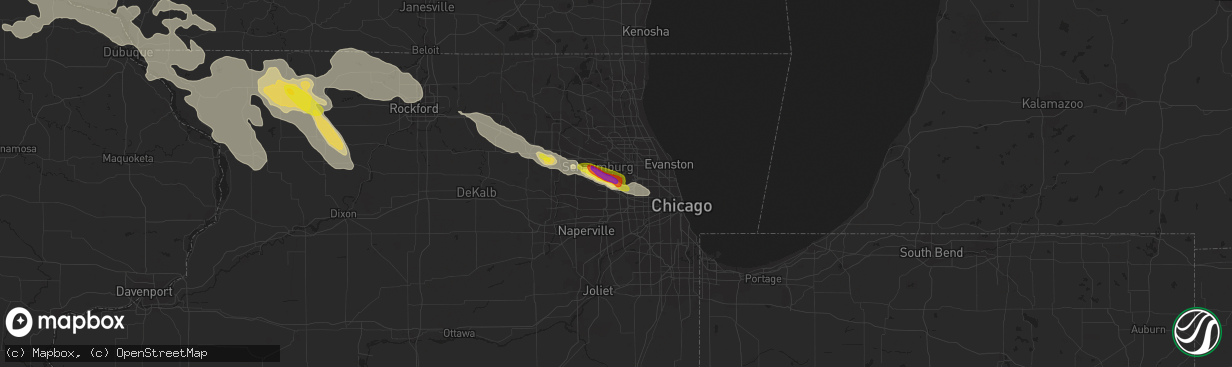 Hail map in Wood Dale, IL on July 21, 2017