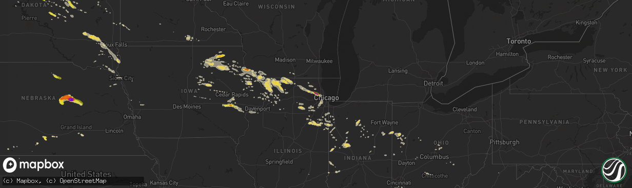 Hail map on July 21, 2017