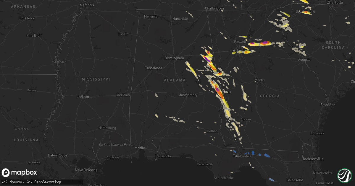Hail map in Alabama on July 21, 2018