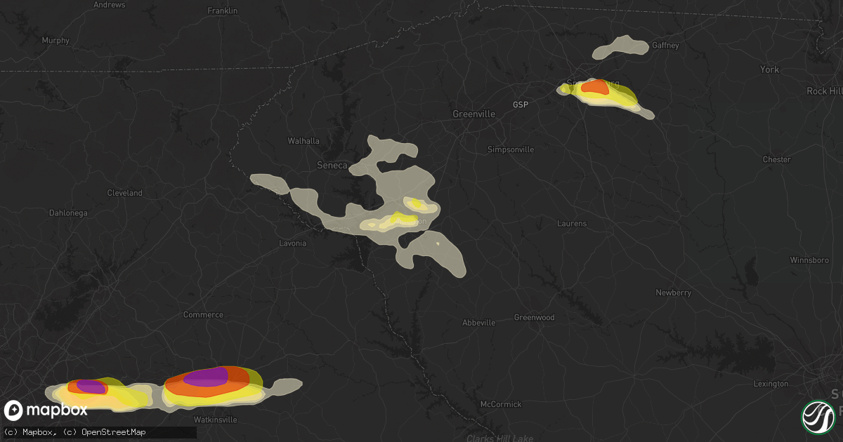 Hail map in Anderson, SC on July 21, 2018