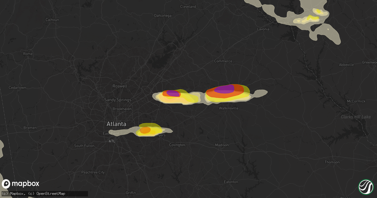 Hail map in Bethlehem, GA on July 21, 2018
