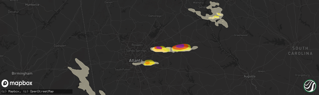 Hail map in Dacula, GA on July 21, 2018