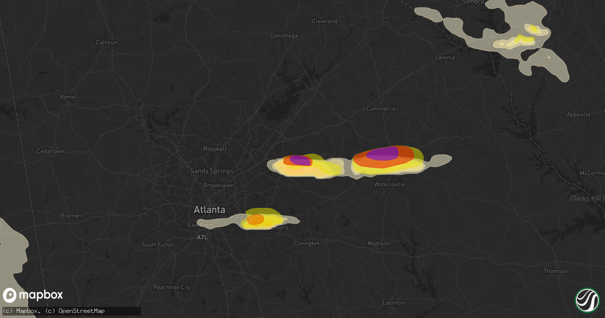 Hail map in Dacula, GA on July 21, 2018