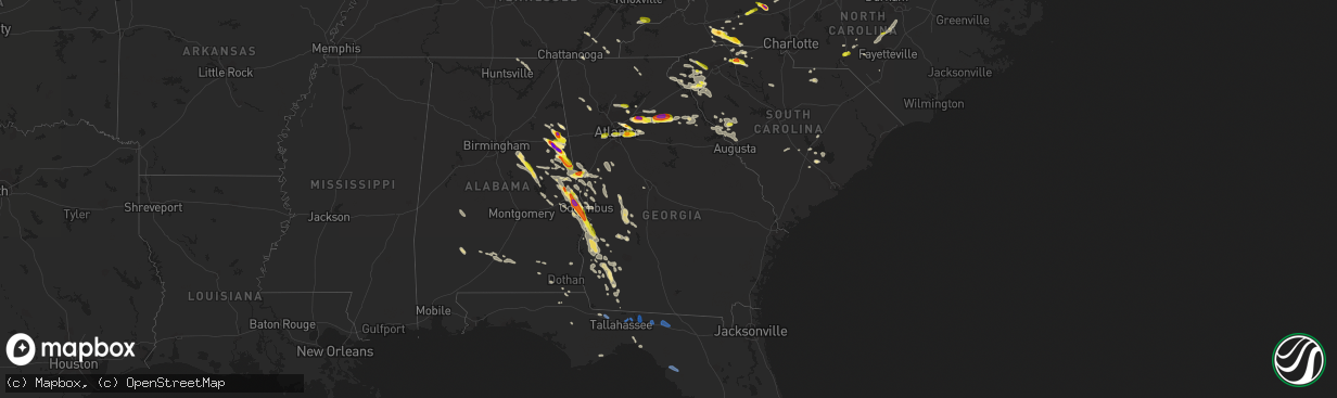 Hail map in Georgia on July 21, 2018