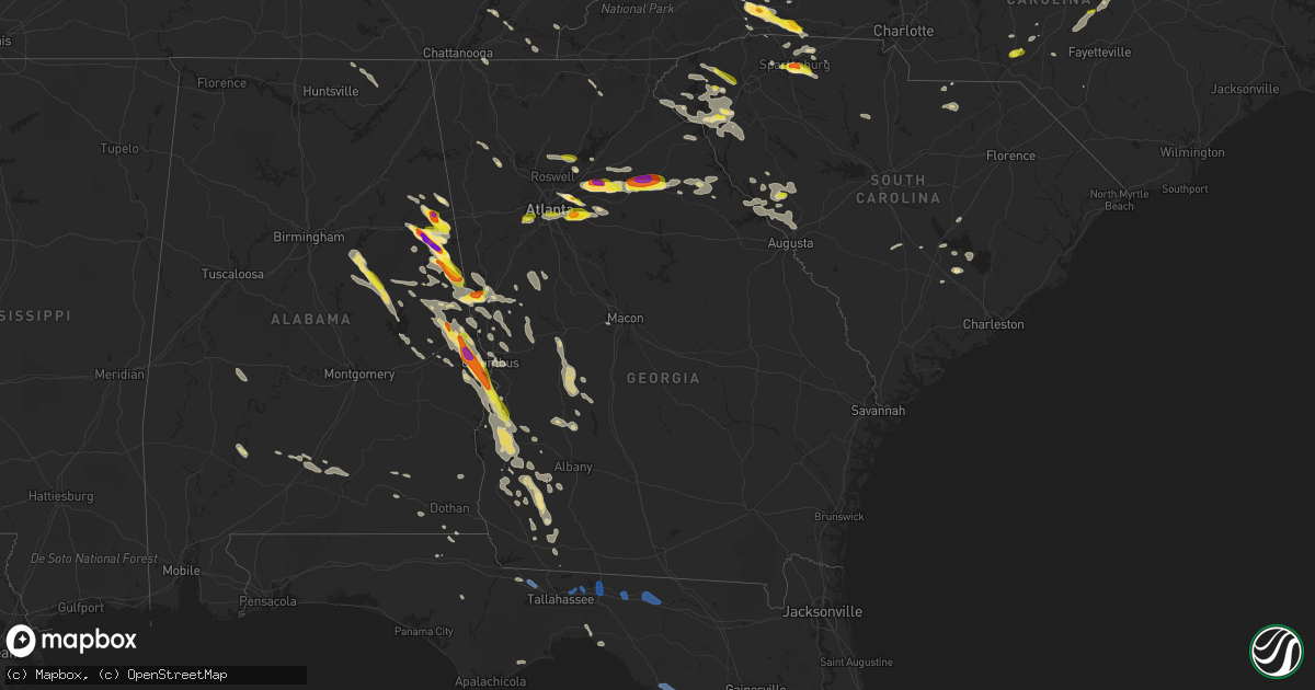 Hail map in Georgia on July 21, 2018