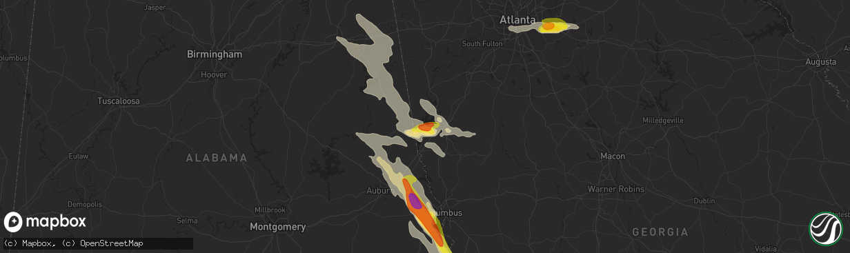 Hail map in Lagrange, GA on July 21, 2018