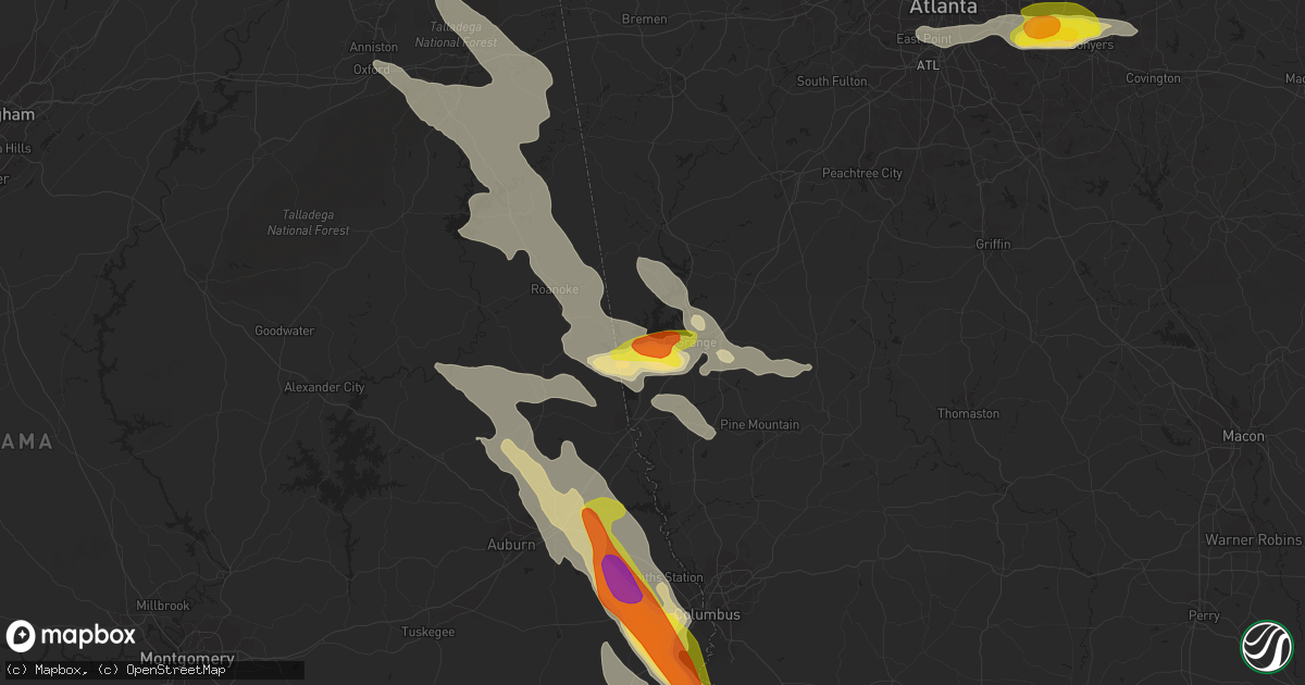 Hail map in Lagrange, GA on July 21, 2018