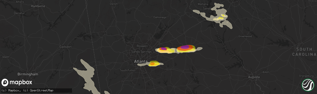 Hail map in Lawrenceville, GA on July 21, 2018