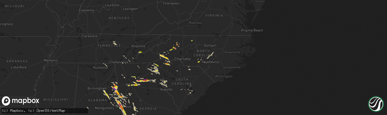 Hail map in North Carolina on July 21, 2018