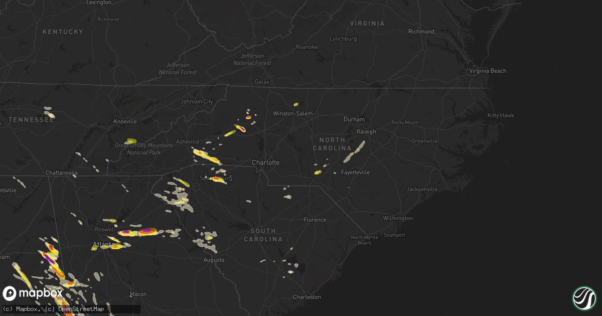Hail map in North Carolina on July 21, 2018