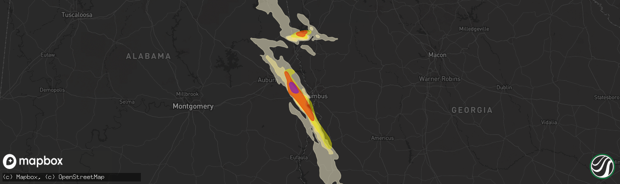 Hail map in Phenix City, AL on July 21, 2018