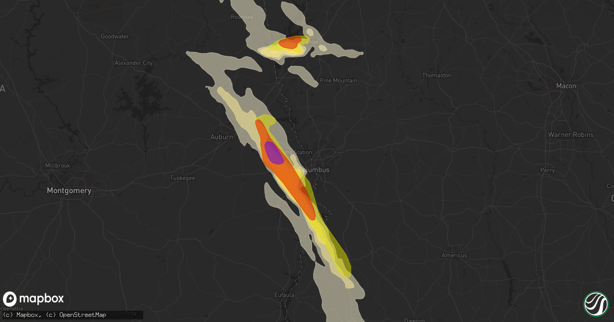 Hail map in Phenix City, AL on July 21, 2018