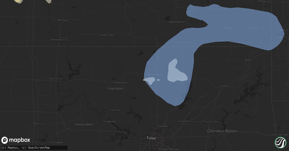 Hail map in Bartlesville, OK on July 21, 2019