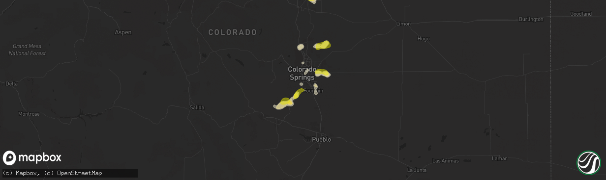 Hail map in Colorado Springs, CO on July 21, 2019