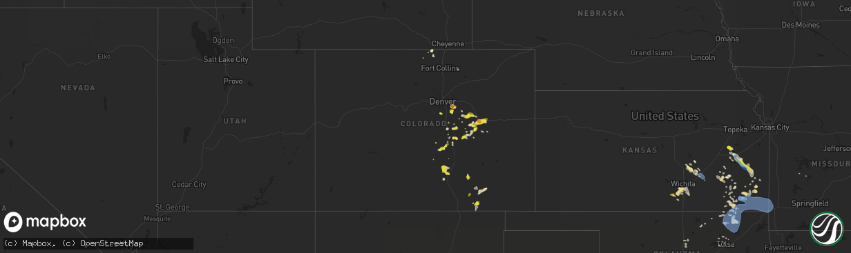 Hail map in Colorado on July 21, 2019