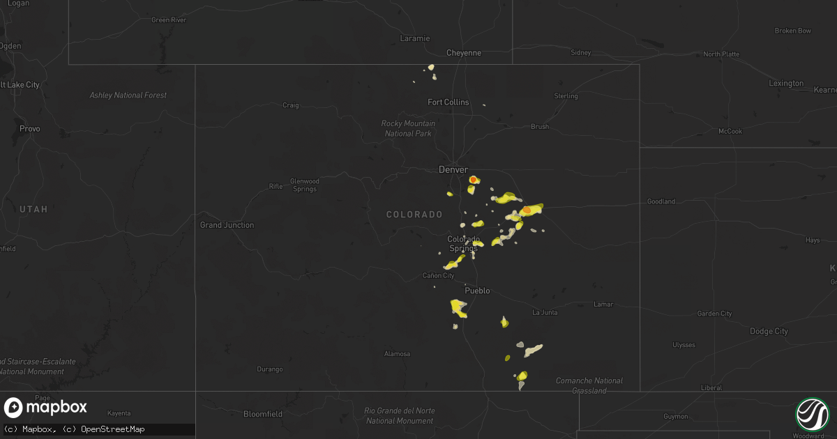 Hail map in Colorado on July 21, 2019