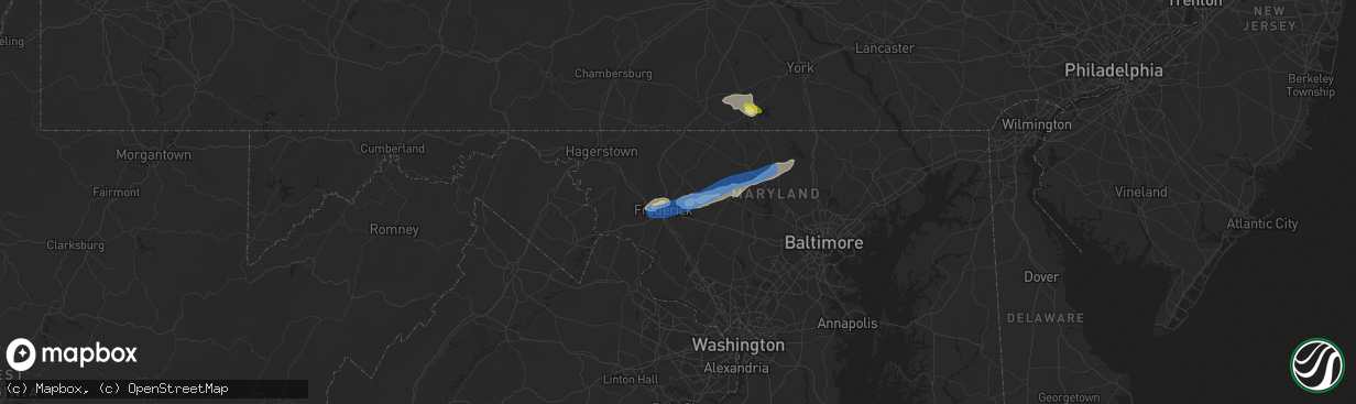 Hail map in Frederick, MD on July 21, 2019