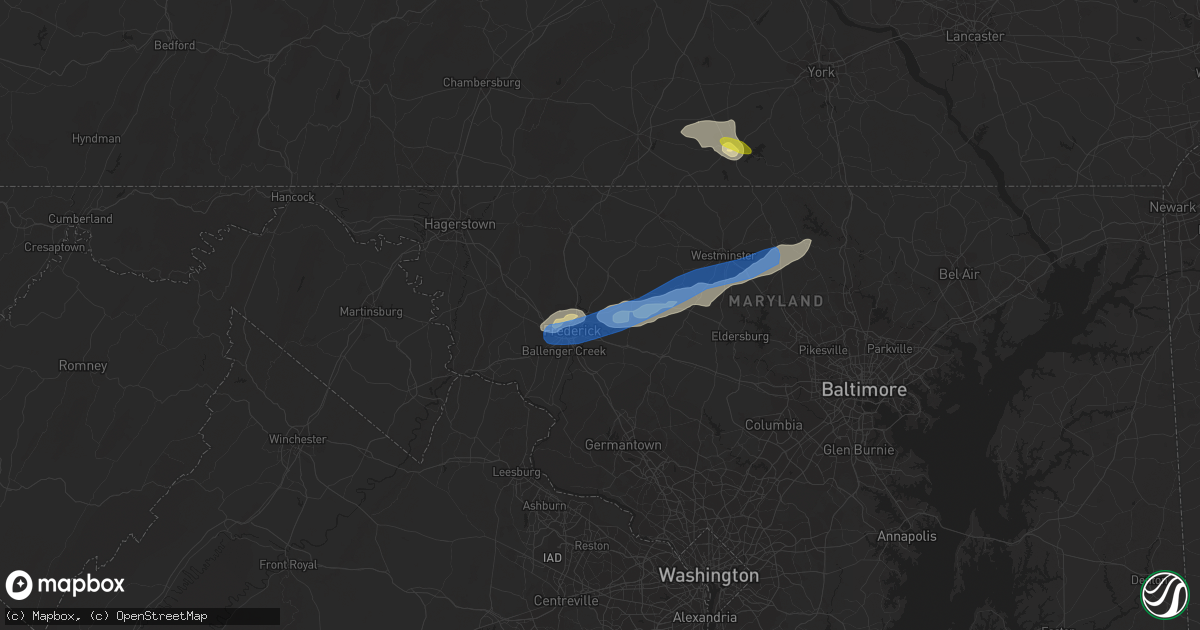 Hail map in Frederick, MD on July 21, 2019
