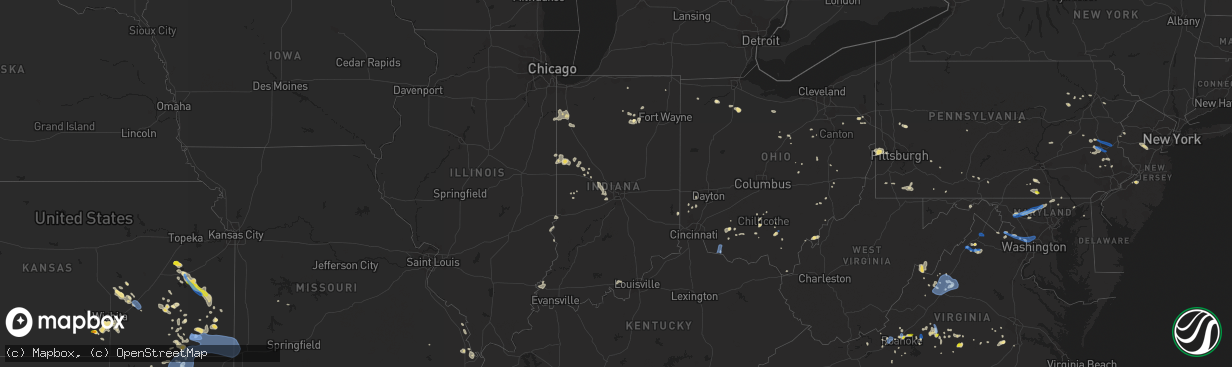 Hail map in Indiana on July 21, 2019