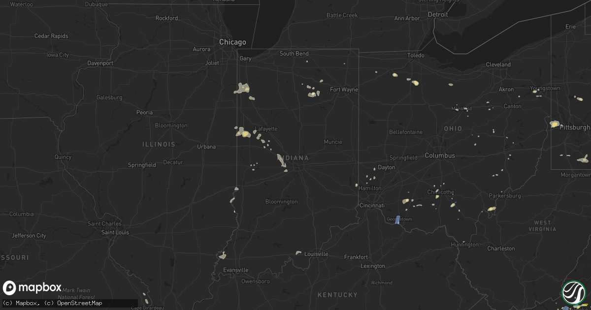 Hail map in Indiana on July 21, 2019