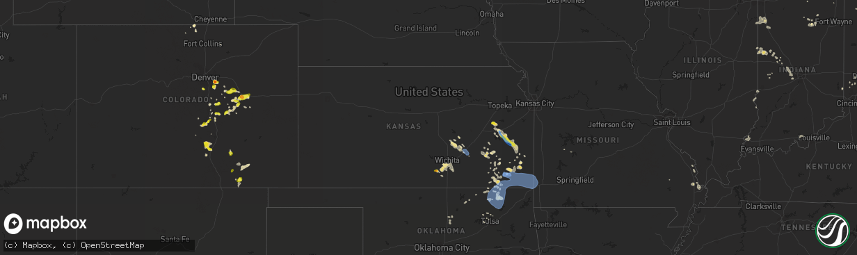 Hail map in Kansas on July 21, 2019