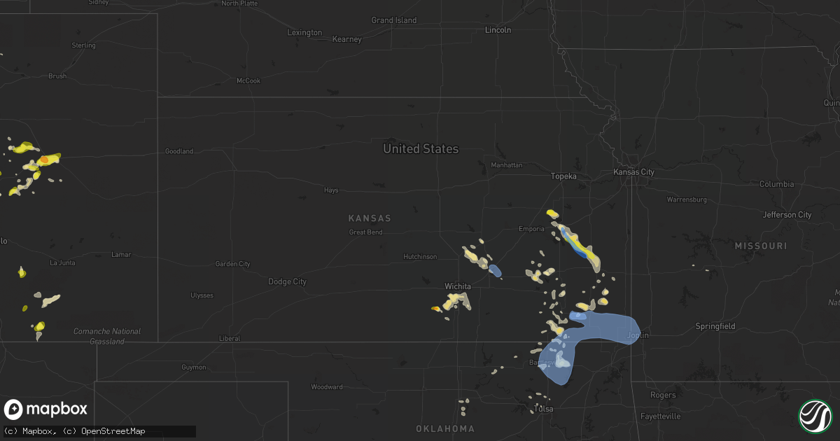 Hail map in Kansas on July 21, 2019
