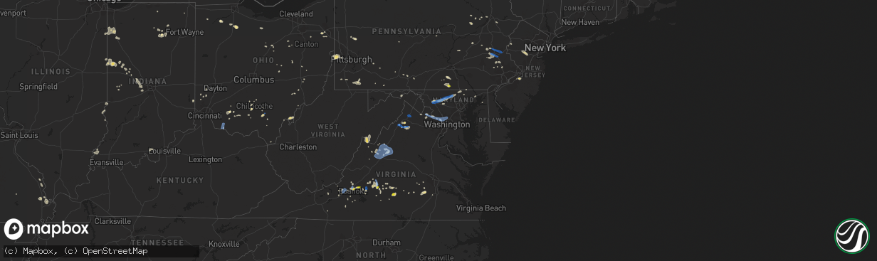 Hail map in Maryland on July 21, 2019