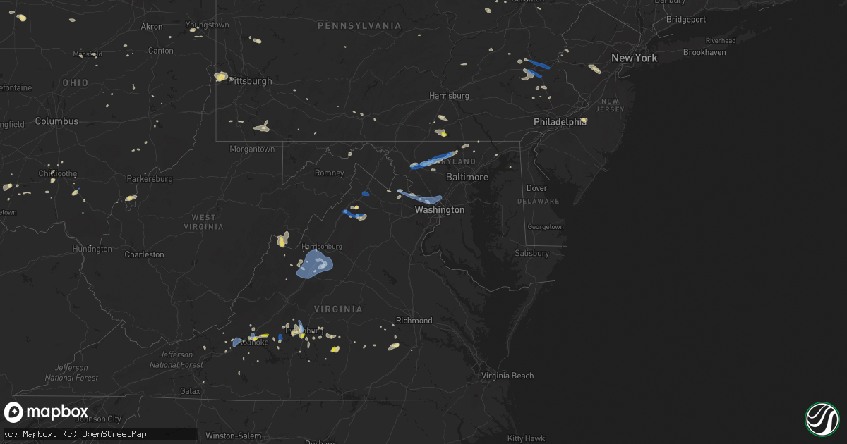 Hail map in Maryland on July 21, 2019