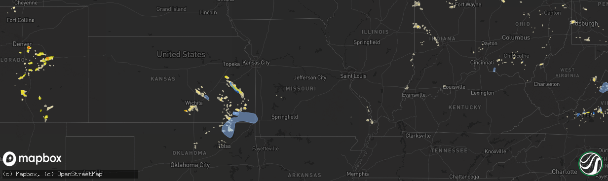 Hail map in Missouri on July 21, 2019