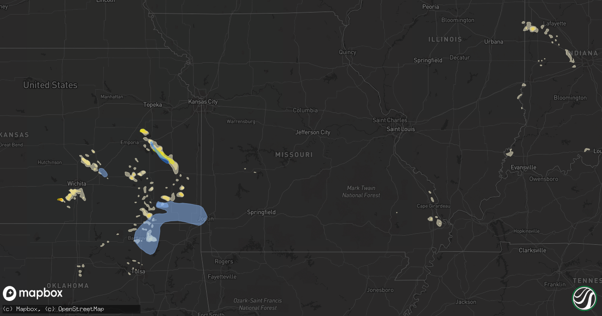 Hail map in Missouri on July 21, 2019