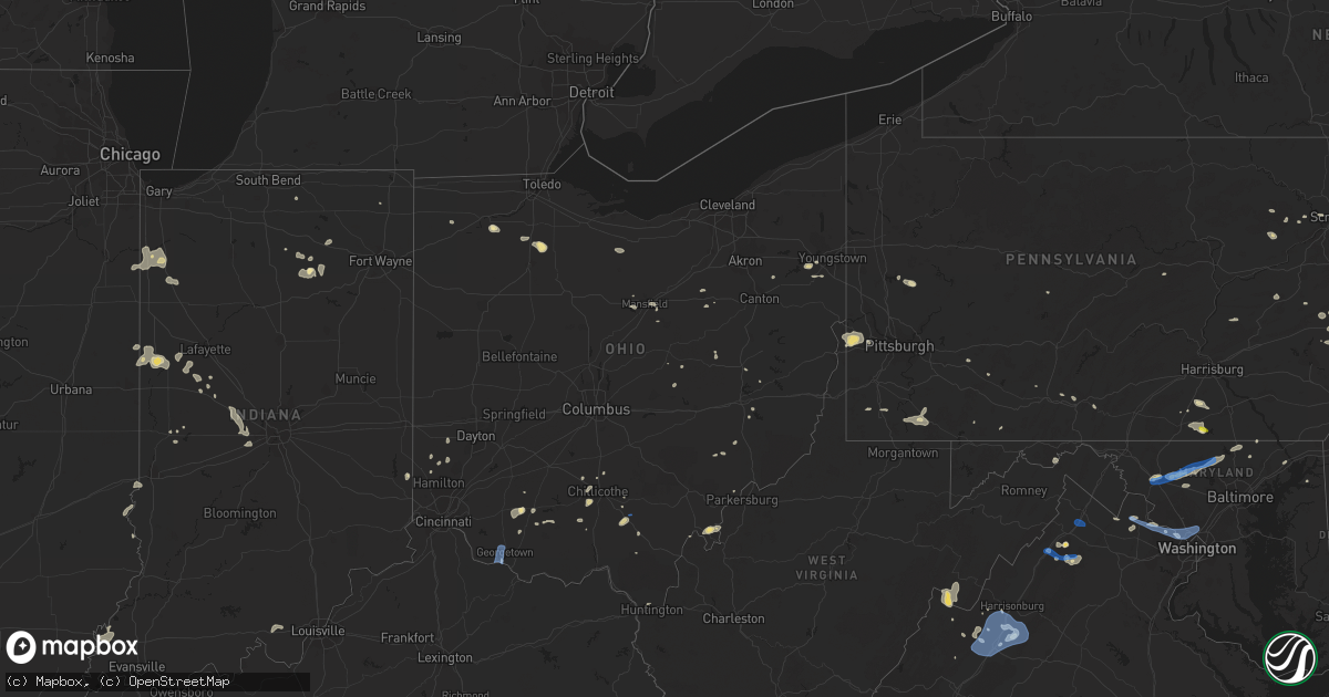 Hail map in Ohio on July 21, 2019