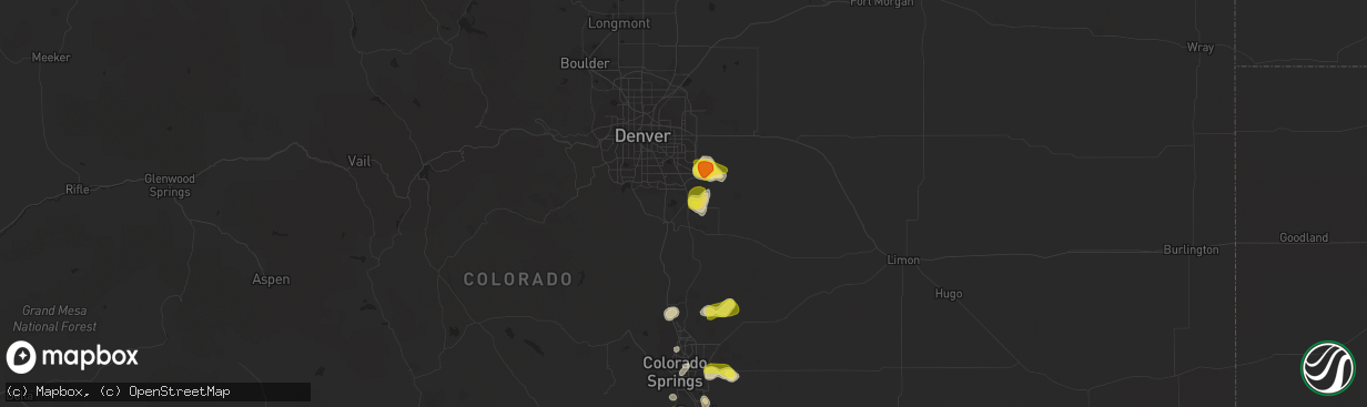 Hail map in Parker, CO on July 21, 2019