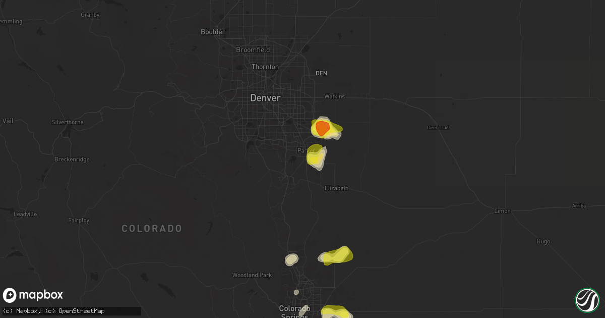 Hail map in Parker, CO on July 21, 2019