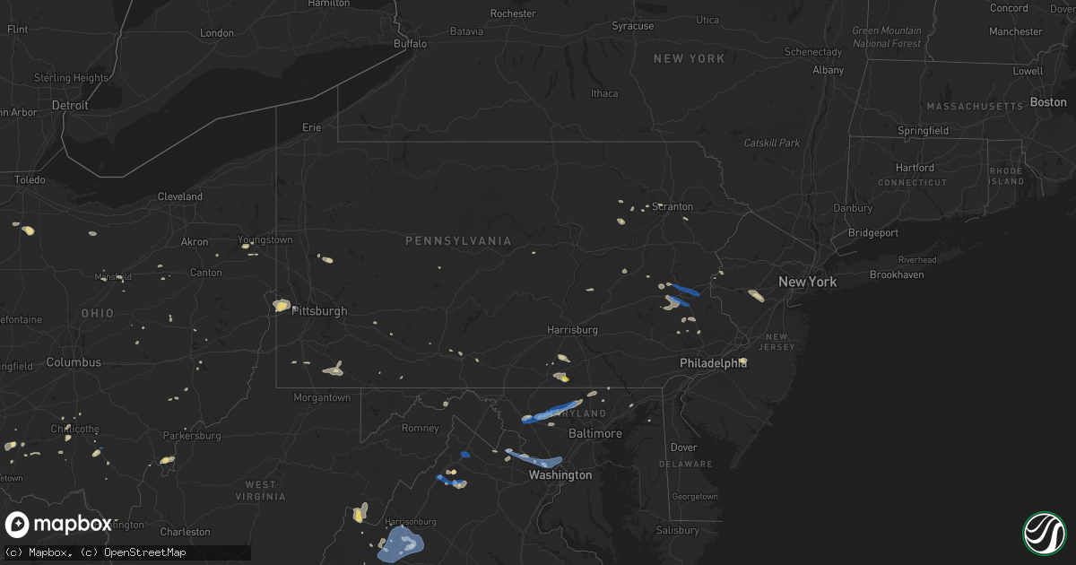 Hail map in Pennsylvania on July 21, 2019