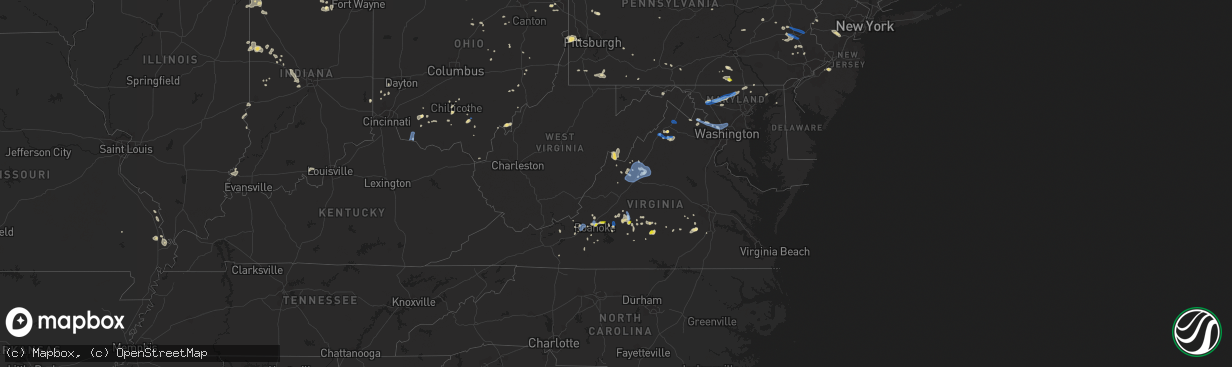 Hail map in Virginia on July 21, 2019