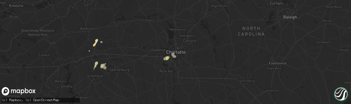 Hail map in Charlotte, NC on July 21, 2020