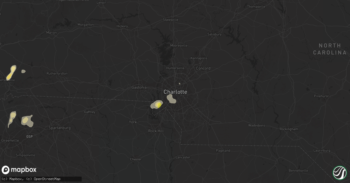 Hail map in Charlotte, NC on July 21, 2020