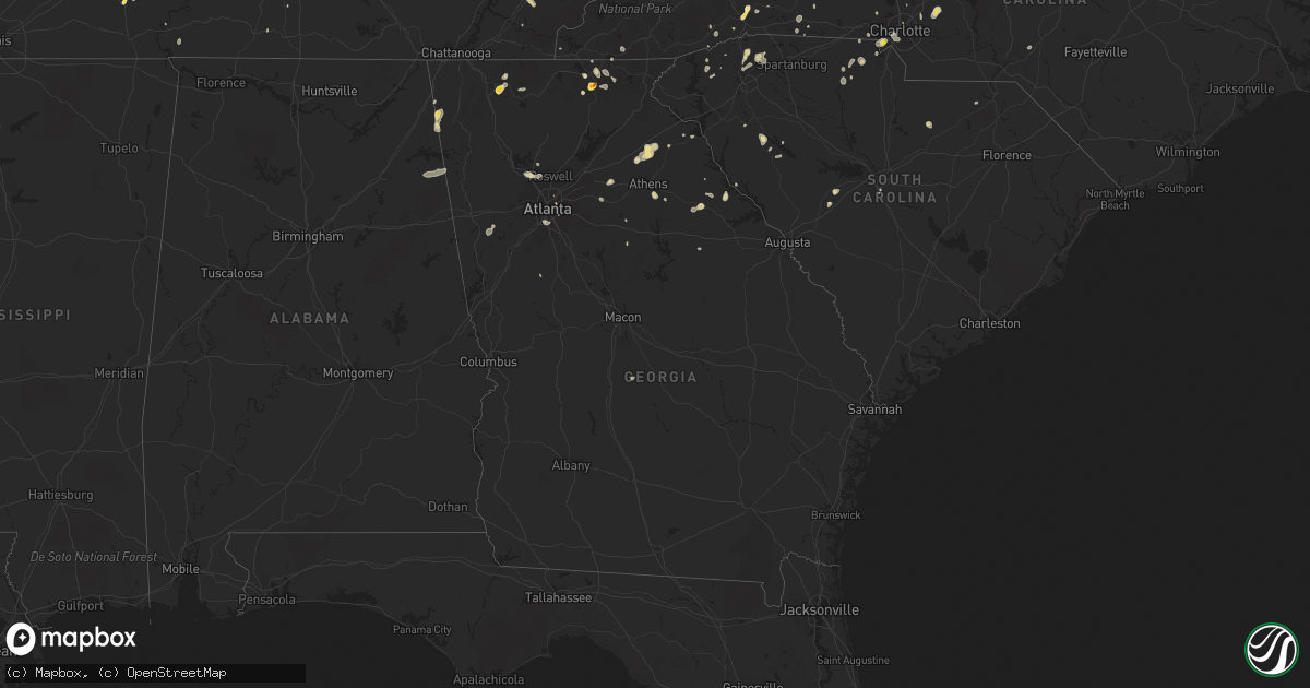 Hail map in Georgia on July 21, 2020