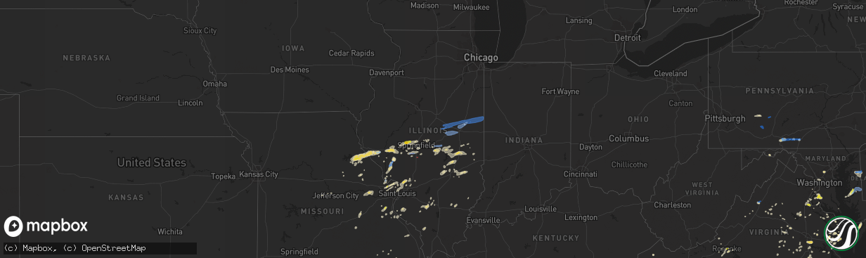 Hail map in Illinois on July 21, 2020