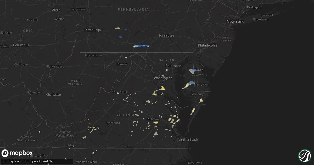Hail map in Maryland on July 21, 2020