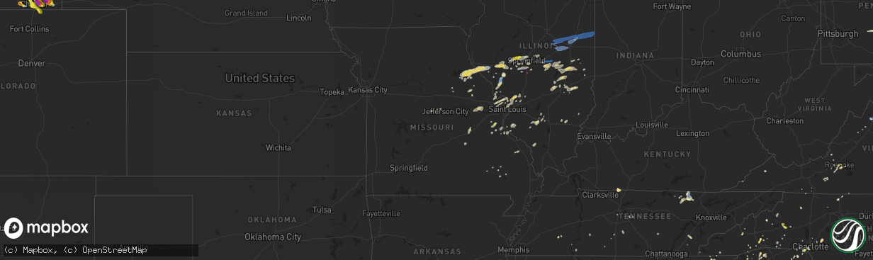 Hail map in Missouri on July 21, 2020
