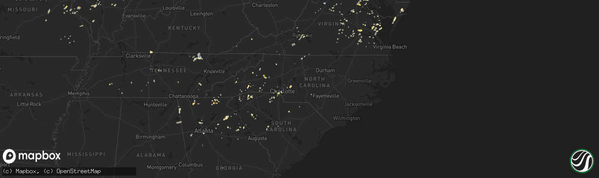 Hail map in North Carolina on July 21, 2020