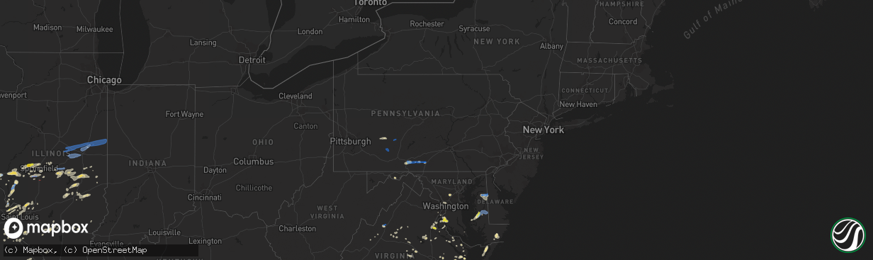 Hail map in Pennsylvania on July 21, 2020