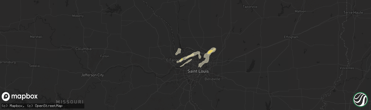 Hail map in Saint Charles, MO on July 21, 2020