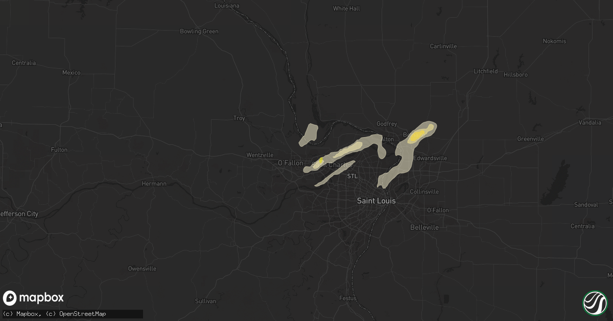 Hail map in Saint Peters, MO on July 21, 2020