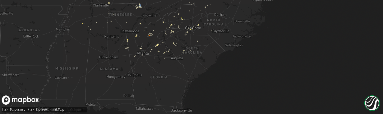 Hail map in South Carolina on July 21, 2020