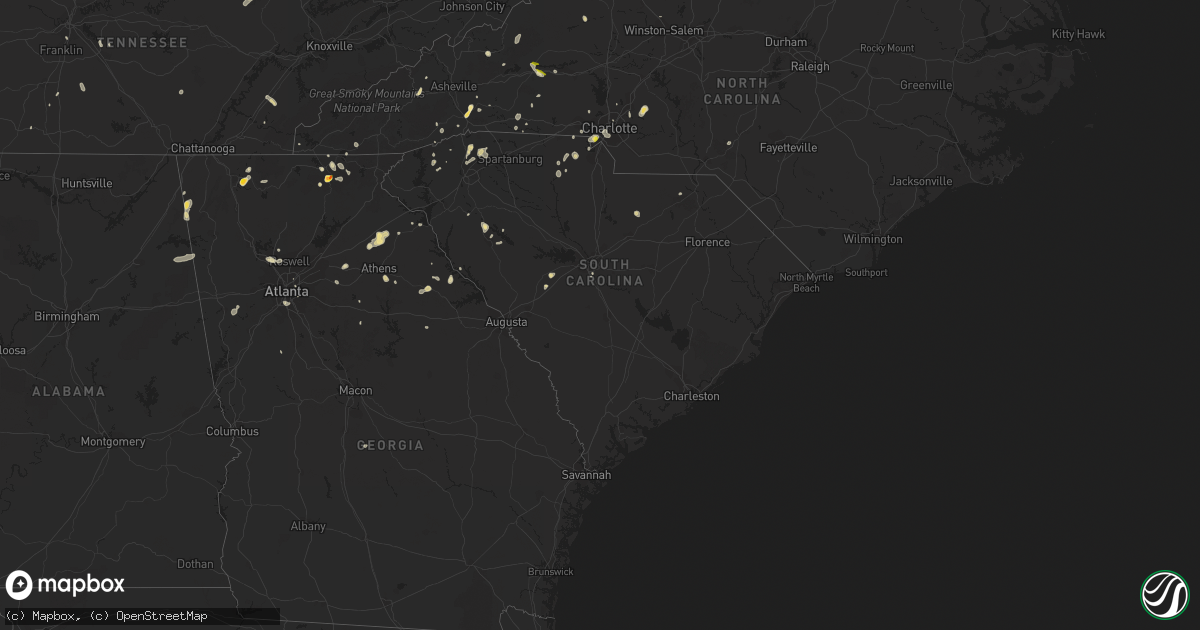 Hail map in South Carolina on July 21, 2020