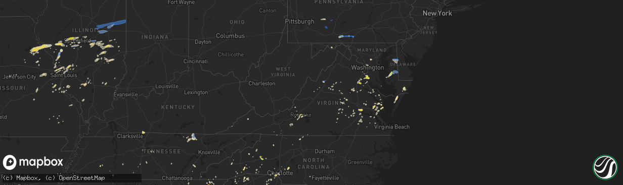 Hail map in Virginia on July 21, 2020