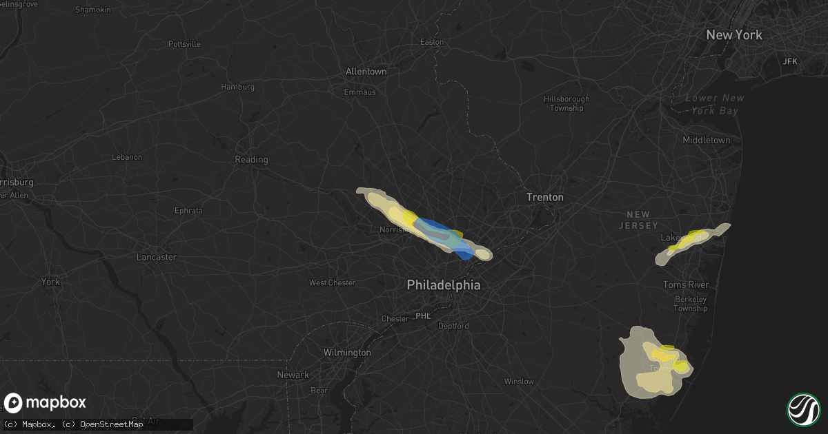 Hail map in Blue Bell, PA on July 21, 2021