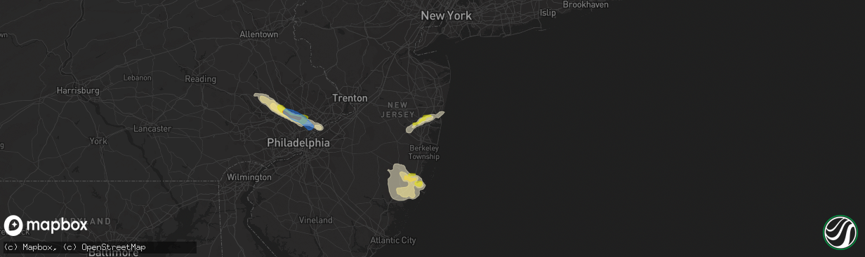Hail map in Brick, NJ on July 21, 2021